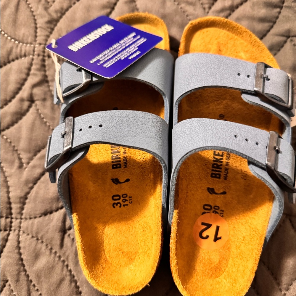 Birkenstock Kids Slippers in Gray and Yellow